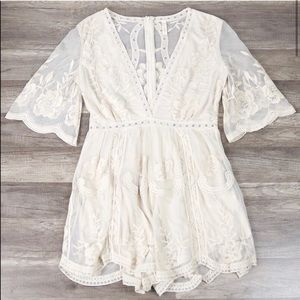 Wild Honey White Embroidered Romper